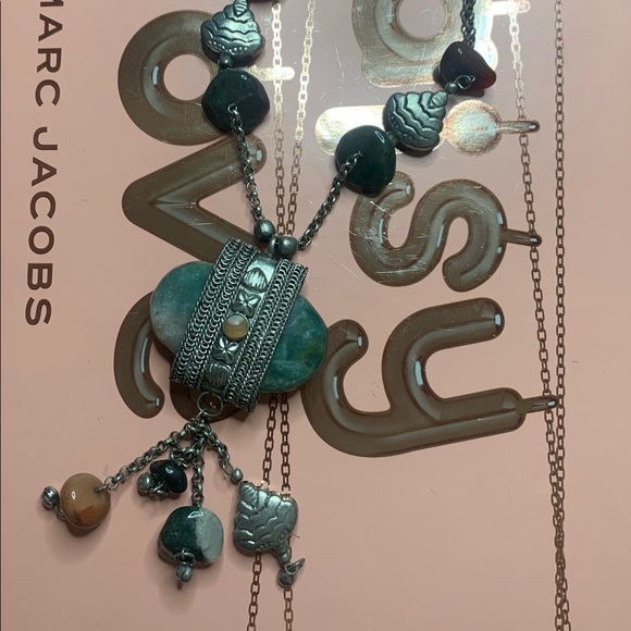 💎COLLAR LARGO DE PIEDRA JADE NATURAL 💎SILVER💎GREEN💎 - Picture 1 of 7